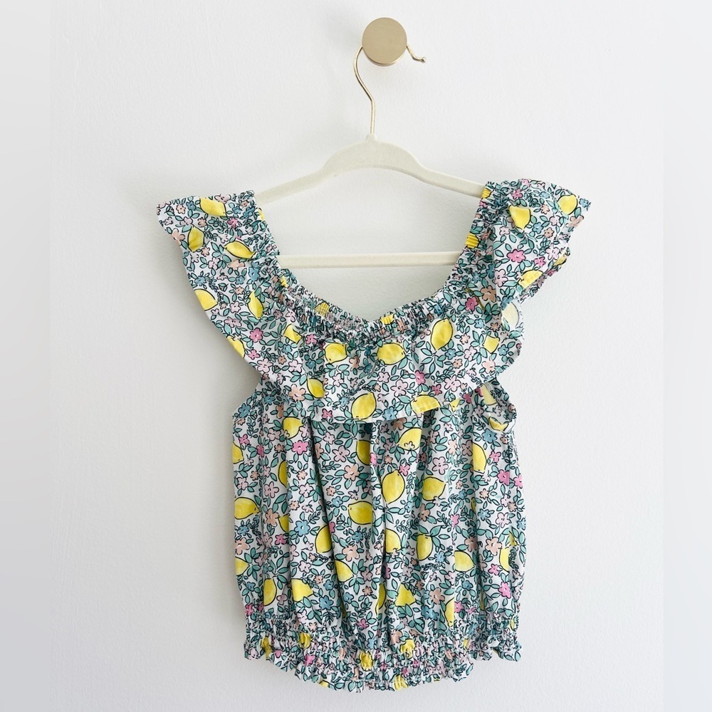 Penelope Mack Lemon and Floral Print Kids Blouse | Girls Size 6